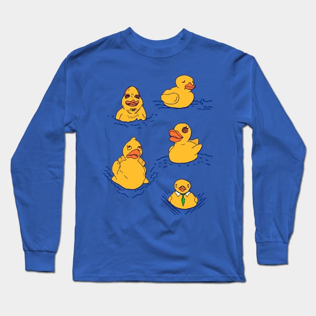 Distressed Ducks Long Sleeve T-Shirt by minniemorrisart